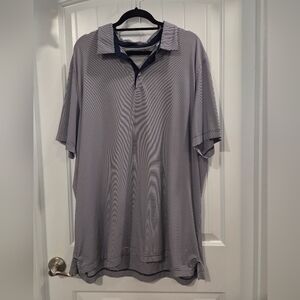 adidas Navy and White Striped Polo Shirt